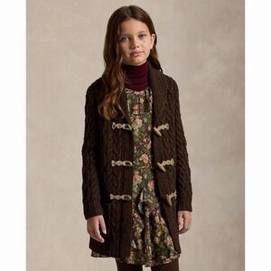 Polo Ralph Lauren Country Wool Cable Knit Shawl Collar Sweater Girls XL NEW $265